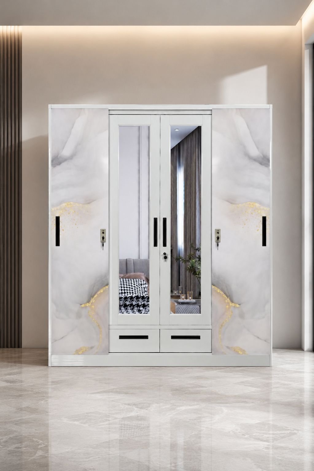 LEMARI PAKAIAN 4 PINTU  + LACI